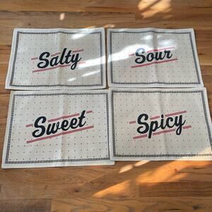Simrin Tasty Placemats Set of 4 Spicy Sweet Sour Salty Tabelware Cotton